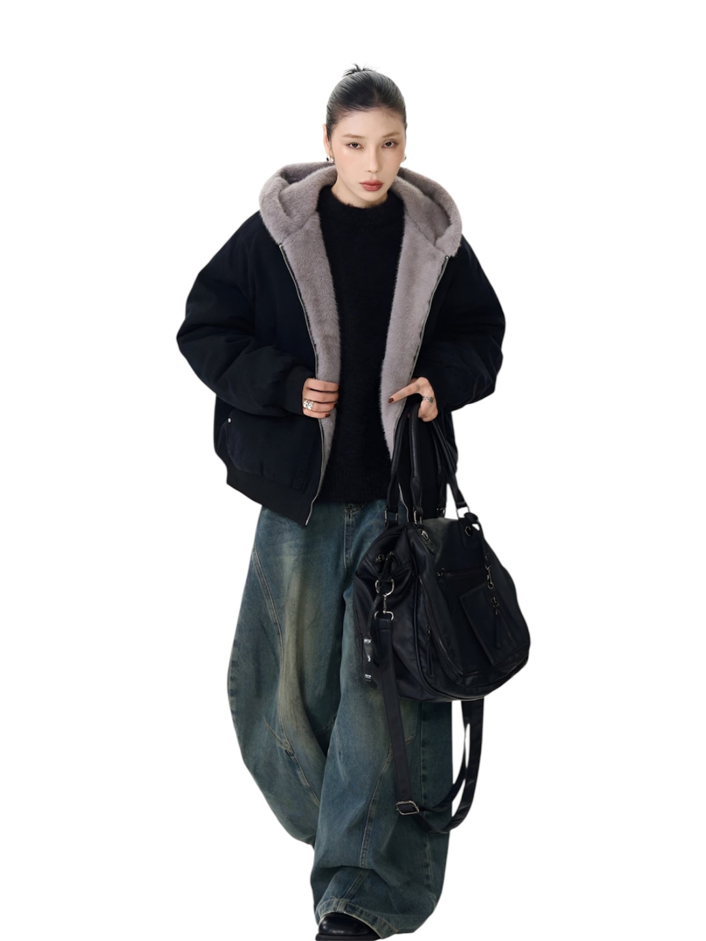 Faux Fur Lined Bomber Jacket with Pockets🌹