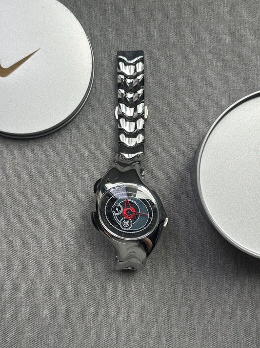 Nike Triax Chronograph Watch Silver Red Dial
