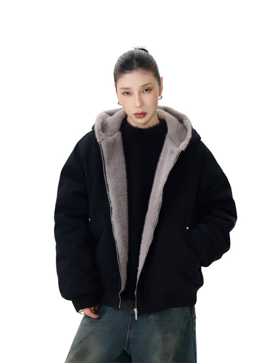Faux Fur Lined Bomber Jacket with Pockets🌹